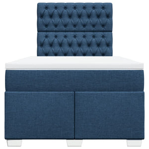Κρεβάτι Boxspring με Στρώμα Μπλε 120x190 εκ. Υφασμάτινο - Pakobazaar