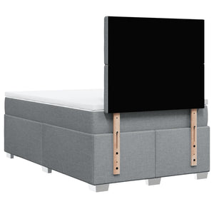 Κρεβάτι Boxspring με Στρώμα Ανοιχτό Γκρι 120x190 εκ. Υφασμάτινο - Pakobazaar