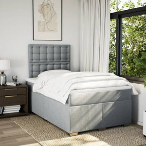 Κρεβάτι Boxspring με Στρώμα Ανοιχτό Γκρι 120x190 εκ. Υφασμάτινο - Pakobazaar
