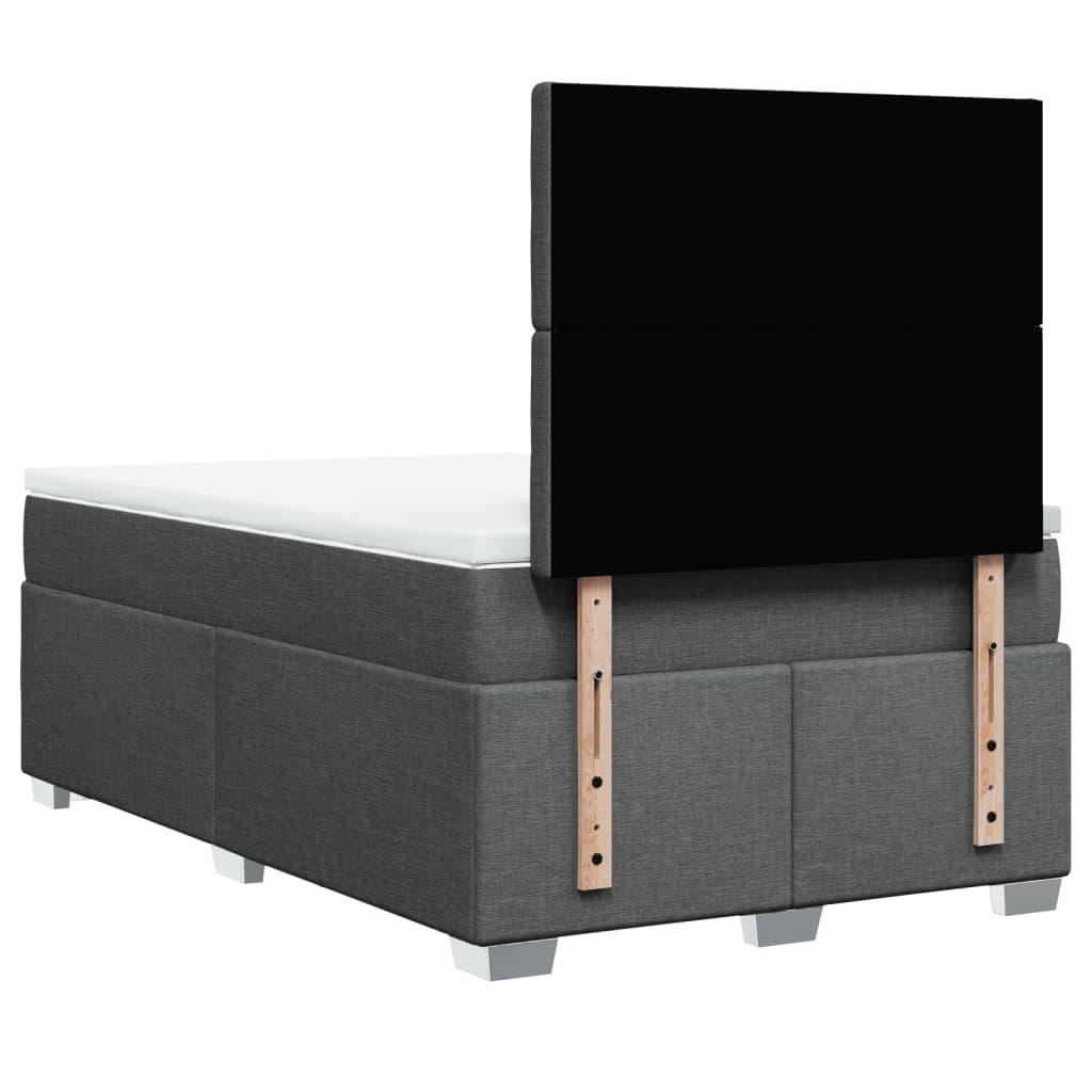 Κρεβάτι Boxspring με Στρώμα Σκούρο Γκρι 120x190 εκ Υφασμάτινο - Pakobazaar