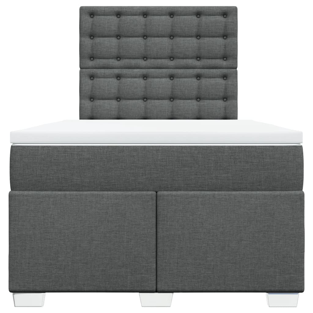 Κρεβάτι Boxspring με Στρώμα Σκούρο Γκρι 120x190 εκ Υφασμάτινο - Pakobazaar