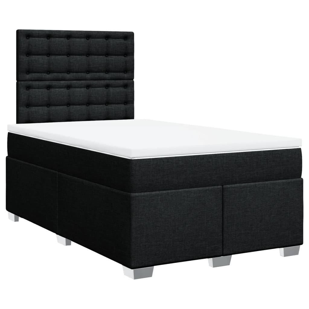 Κρεβάτι Boxspring με Στρώμα Μαύρο 120x190 εκ. Υφασμάτινο - Pakobazaar