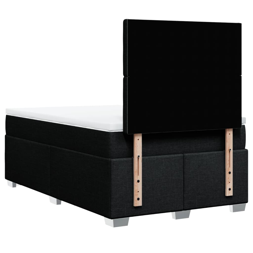 Κρεβάτι Boxspring με Στρώμα Μαύρο 120x190 εκ. Υφασμάτινο - Pakobazaar