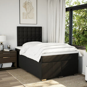 Κρεβάτι Boxspring με Στρώμα Μαύρο 120x190 εκ. Υφασμάτινο - Pakobazaar