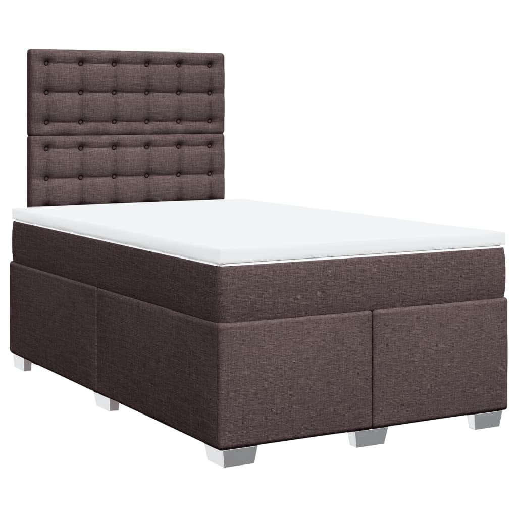 Κρεβάτι Boxspring με Στρώμα Σκούρο Καφέ 120x190 εκ Υφασμάτινο