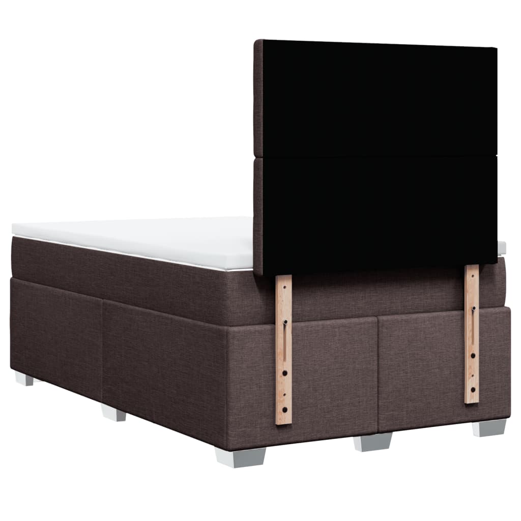 Κρεβάτι Boxspring με Στρώμα Σκούρο Καφέ 120x190 εκ Υφασμάτινο