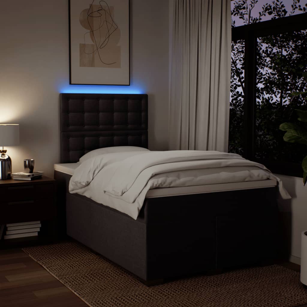 Κρεβάτι Boxspring με Στρώμα Σκούρο Καφέ 120x190 εκ Υφασμάτινο