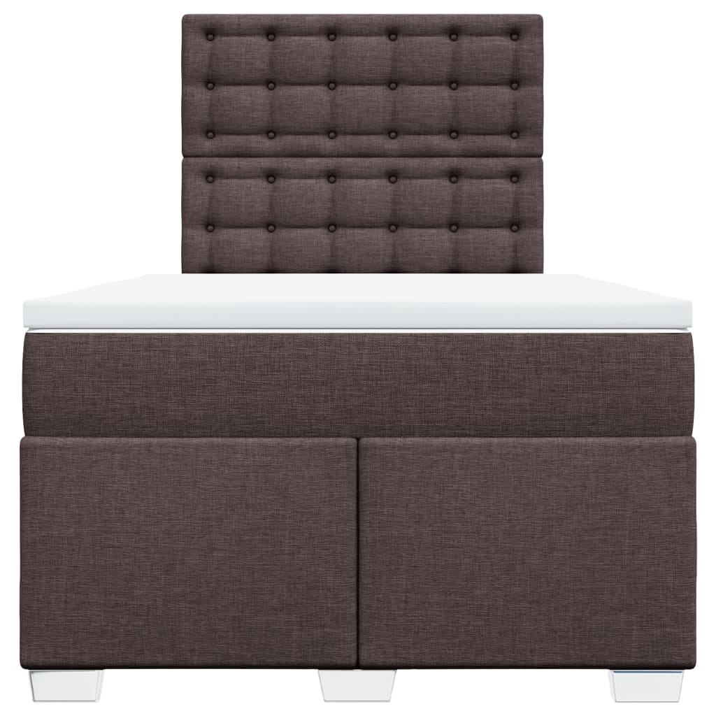 Κρεβάτι Boxspring με Στρώμα Σκούρο Καφέ 120x190 εκ Υφασμάτινο