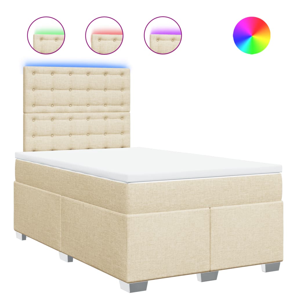 Κρεβάτι Boxspring με Στρώμα Κρεμ 120x190 εκ. Υφασμάτινο