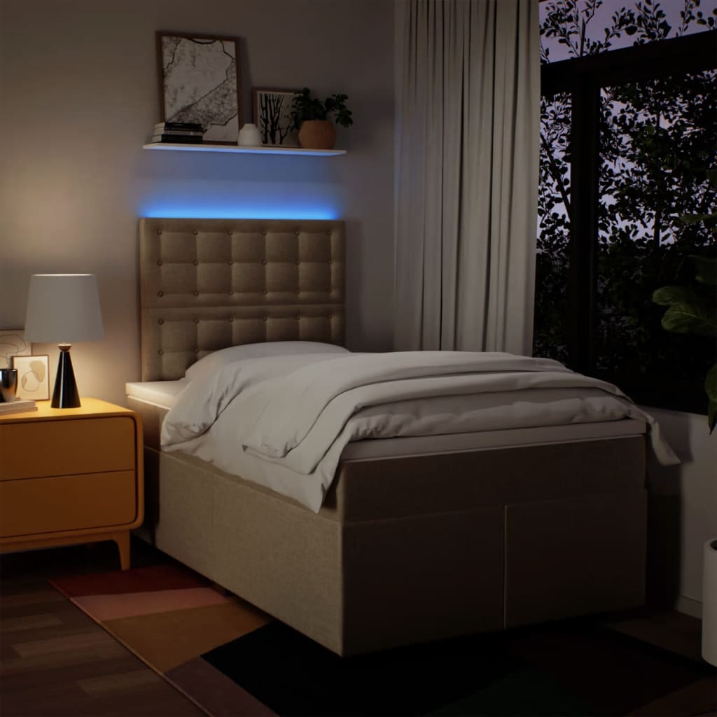 Κρεβάτι Boxspring με Στρώμα Κρεμ 120x190 εκ. Υφασμάτινο