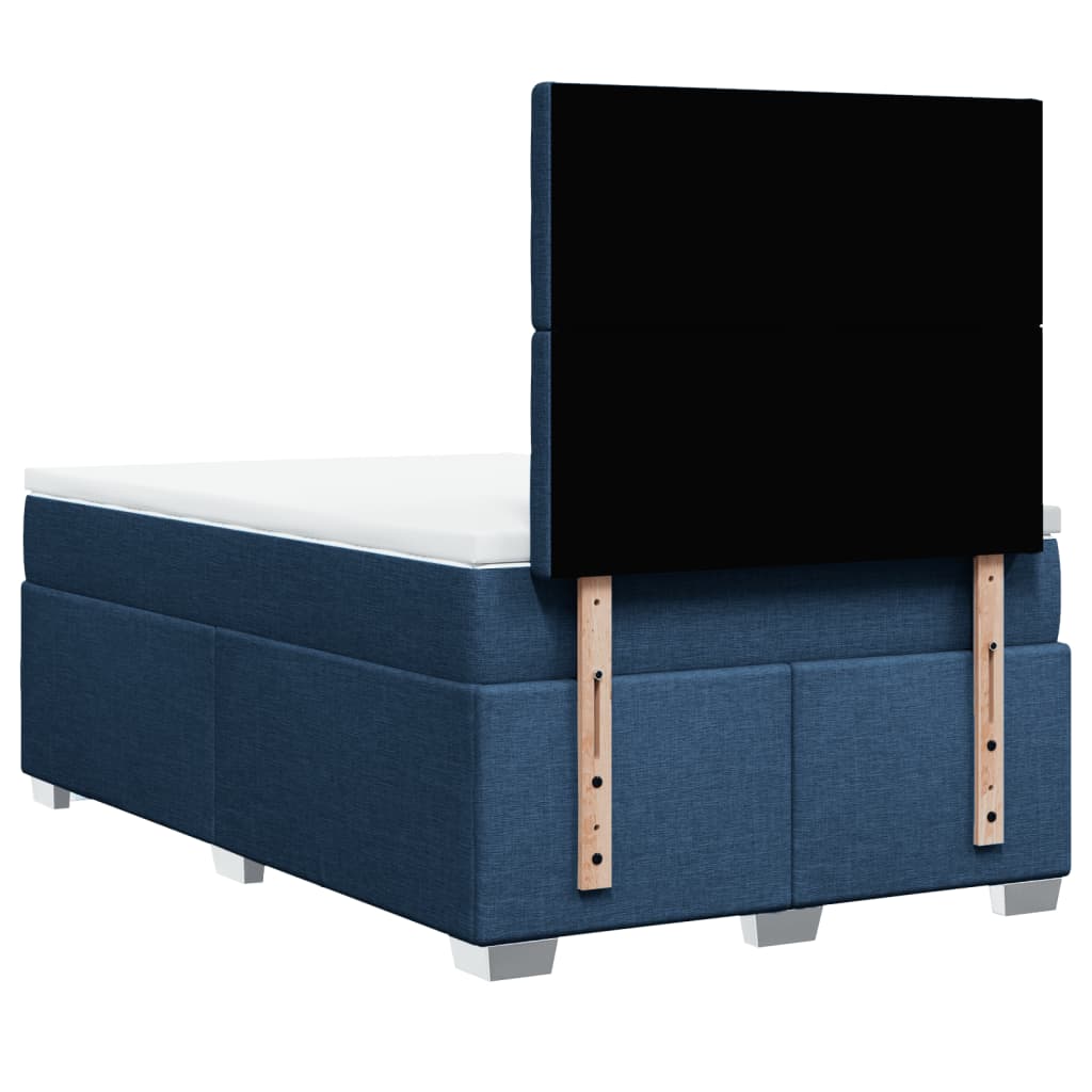 Κρεβάτι Boxspring με Στρώμα Μπλε 120x190 εκ. Υφασμάτινο - Pakobazaar
