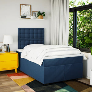 Κρεβάτι Boxspring με Στρώμα Μπλε 120x190 εκ. Υφασμάτινο - Pakobazaar