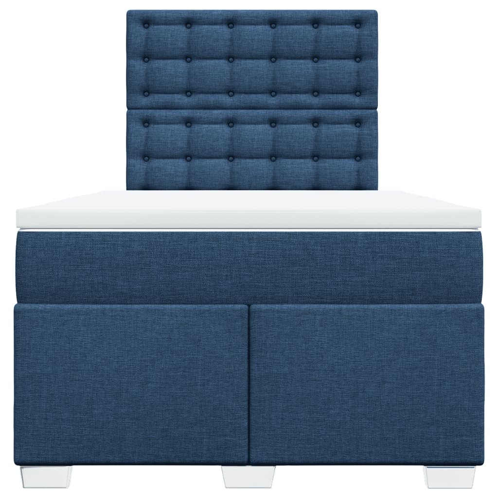 Κρεβάτι Boxspring με Στρώμα Μπλε 120x190 εκ. Υφασμάτινο - Pakobazaar