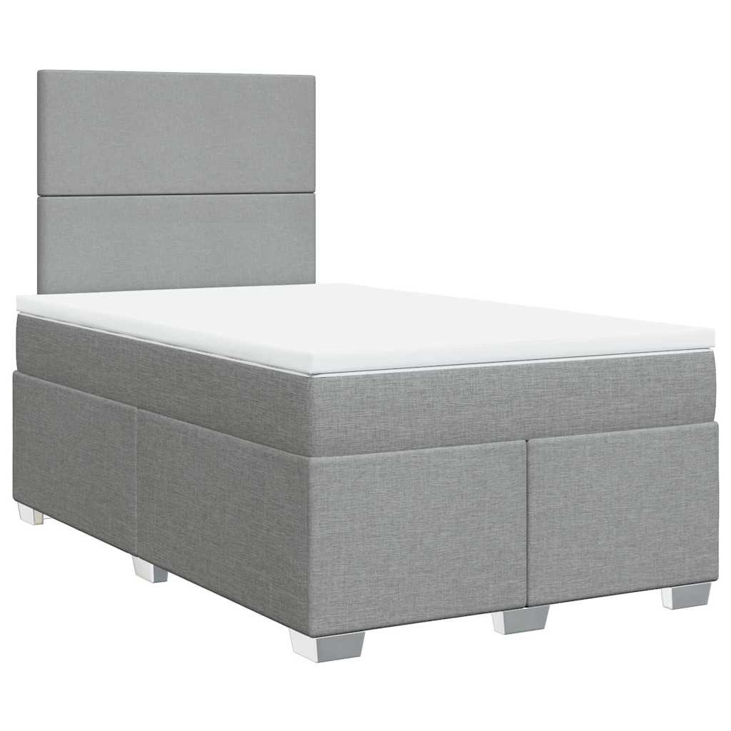 Κρεβάτι Boxspring με Στρώμα Ανοιχτό Γκρι 120x200 εκ. Υφασμάτινο - Pakobazaar