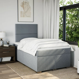 Κρεβάτι Boxspring με Στρώμα Ανοιχτό Γκρι 120x200 εκ. Υφασμάτινο - Pakobazaar