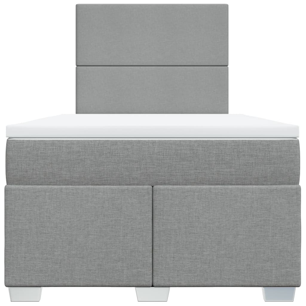 Κρεβάτι Boxspring με Στρώμα Ανοιχτό Γκρι 120x200 εκ. Υφασμάτινο - Pakobazaar