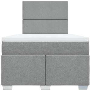 Κρεβάτι Boxspring με Στρώμα Ανοιχτό Γκρι 120x200 εκ. Υφασμάτινο - Pakobazaar