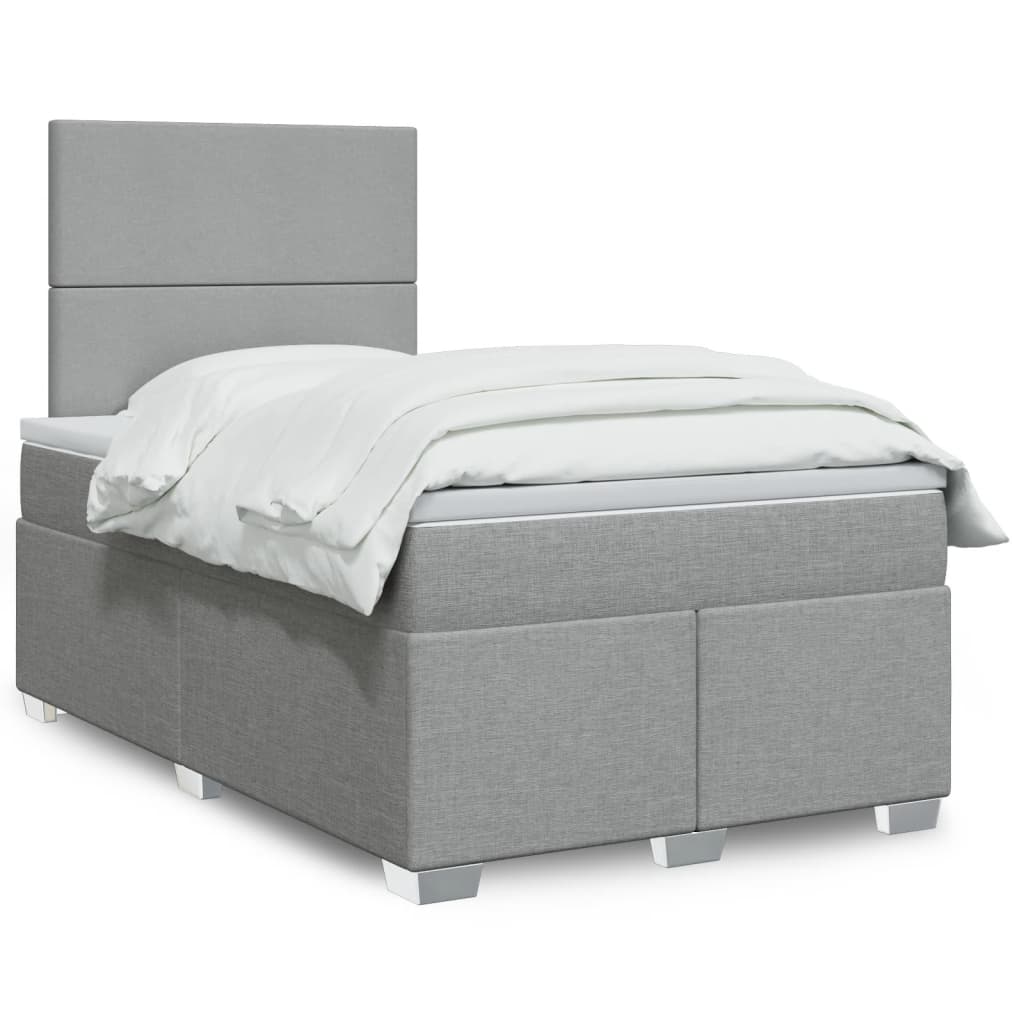 Κρεβάτι Boxspring με Στρώμα Ανοιχτό Γκρι 120x200 εκ. Υφασμάτινο - Pakobazaar