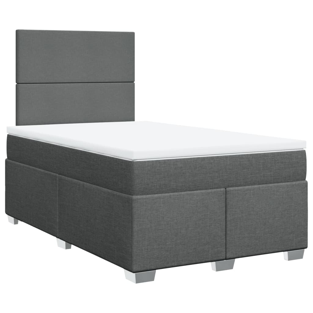 Κρεβάτι Boxspring με Στρώμα Σκούρο Γκρι 120x200 εκ. Υφασμάτινο - Pakobazaar