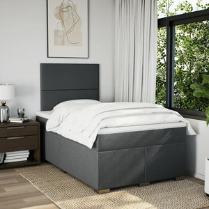 Κρεβάτι Boxspring με Στρώμα Σκούρο Γκρι 120x200 εκ. Υφασμάτινο - Pakobazaar