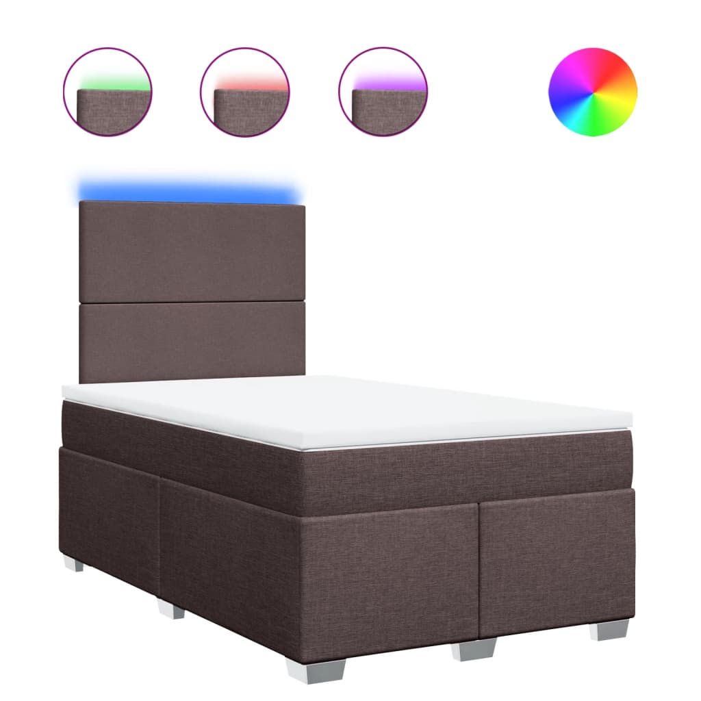 Κρεβάτι Boxspring με Στρώμα Σκούρο Καφέ 120x200 εκ. Υφασμάτινο - Pakobazaar