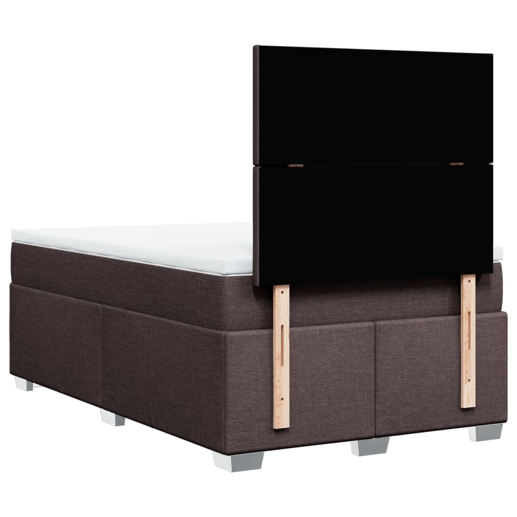 Κρεβάτι Boxspring με Στρώμα Σκούρο Καφέ 120x200 εκ. Υφασμάτινο - Pakobazaar