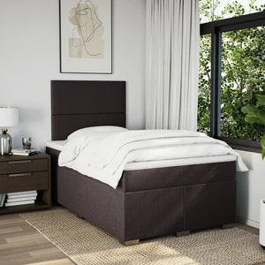 Κρεβάτι Boxspring με Στρώμα Σκούρο Καφέ 120x200 εκ. Υφασμάτινο - Pakobazaar