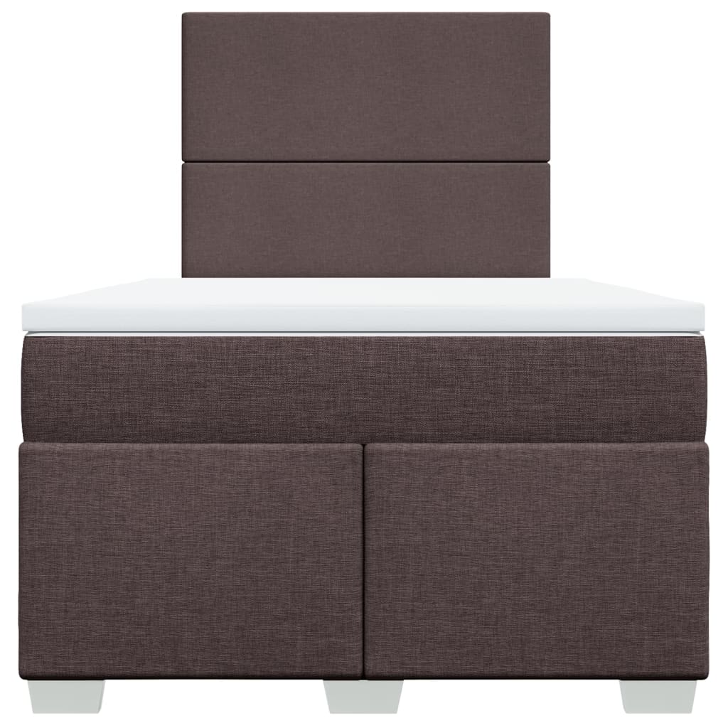 Κρεβάτι Boxspring με Στρώμα Σκούρο Καφέ 120x200 εκ. Υφασμάτινο - Pakobazaar