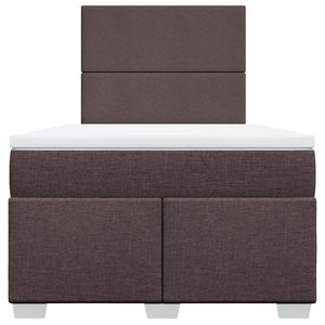 Κρεβάτι Boxspring με Στρώμα Σκούρο Καφέ 120x200 εκ. Υφασμάτινο - Pakobazaar