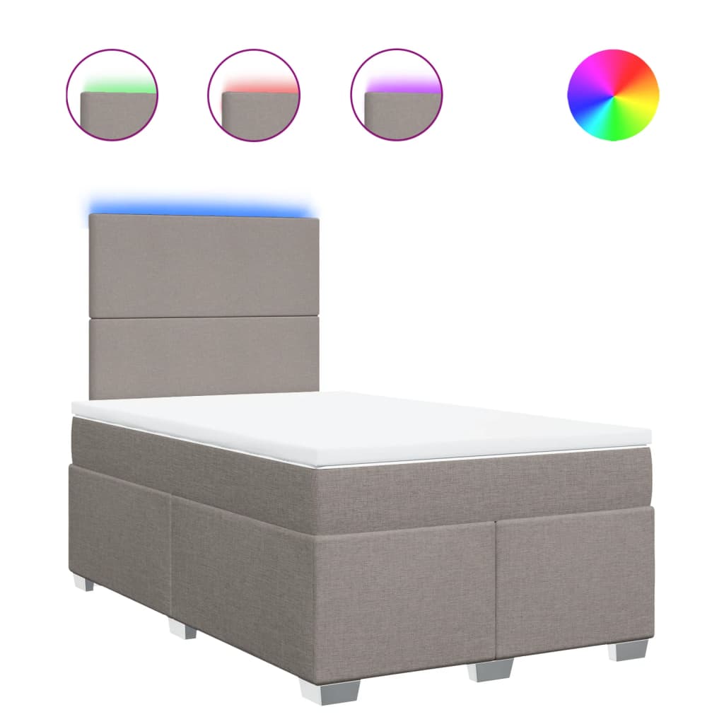 Κρεβάτι Boxspring με Στρώμα Taupe 120x200 εκ. Υφασμάτινο - Pakobazaar