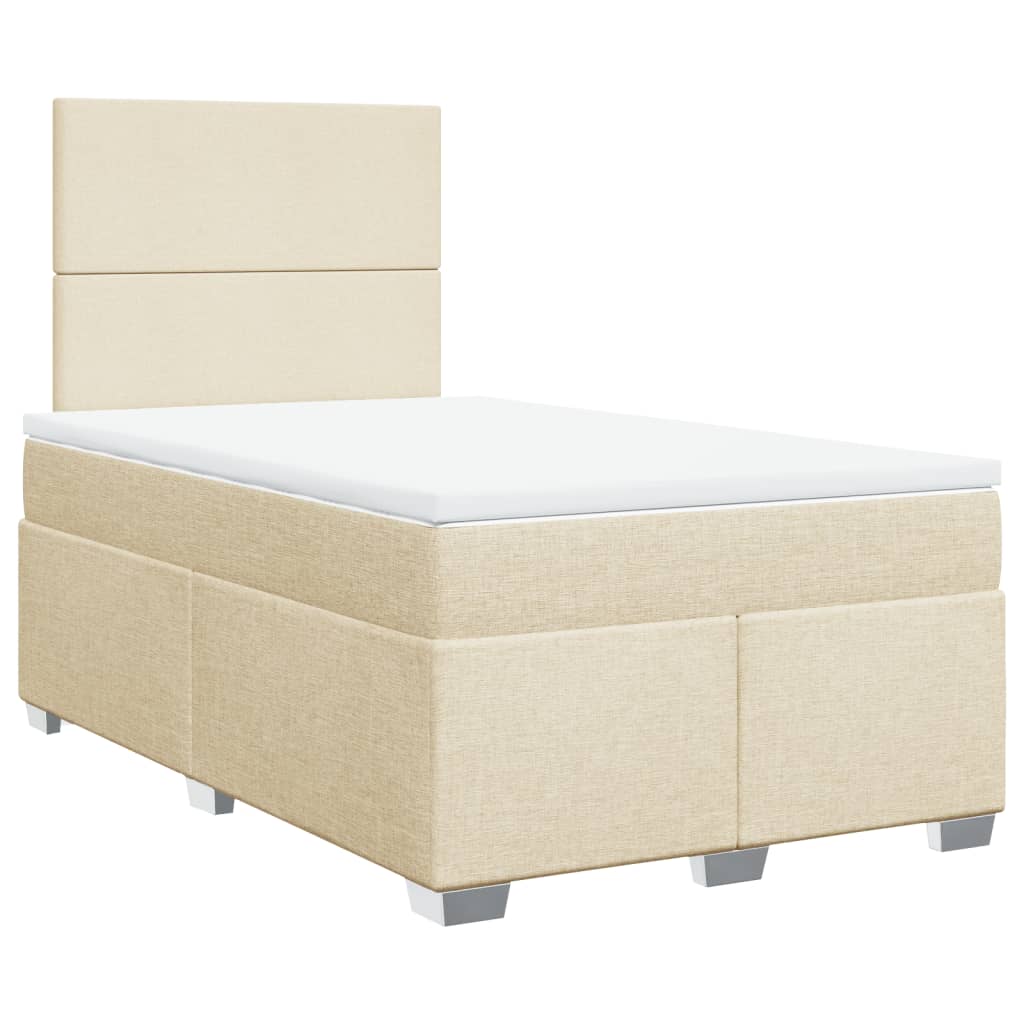 Κρεβάτι Boxspring με Στρώμα Κρεμ 120x200 εκ. Υφασμάτινο - Pakobazaar