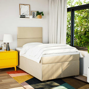Κρεβάτι Boxspring με Στρώμα Κρεμ 120x200 εκ. Υφασμάτινο - Pakobazaar