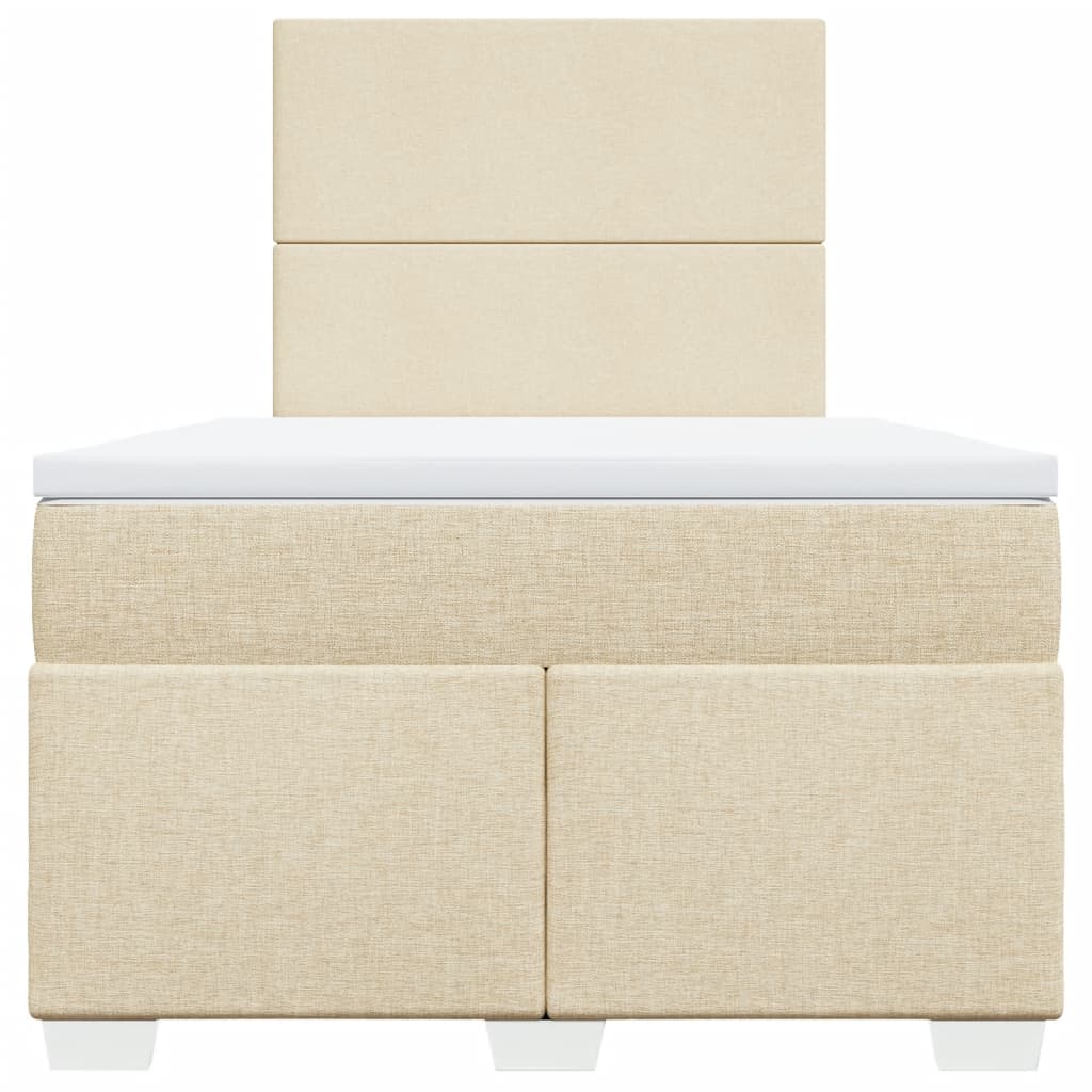 Κρεβάτι Boxspring με Στρώμα Κρεμ 120x200 εκ. Υφασμάτινο - Pakobazaar