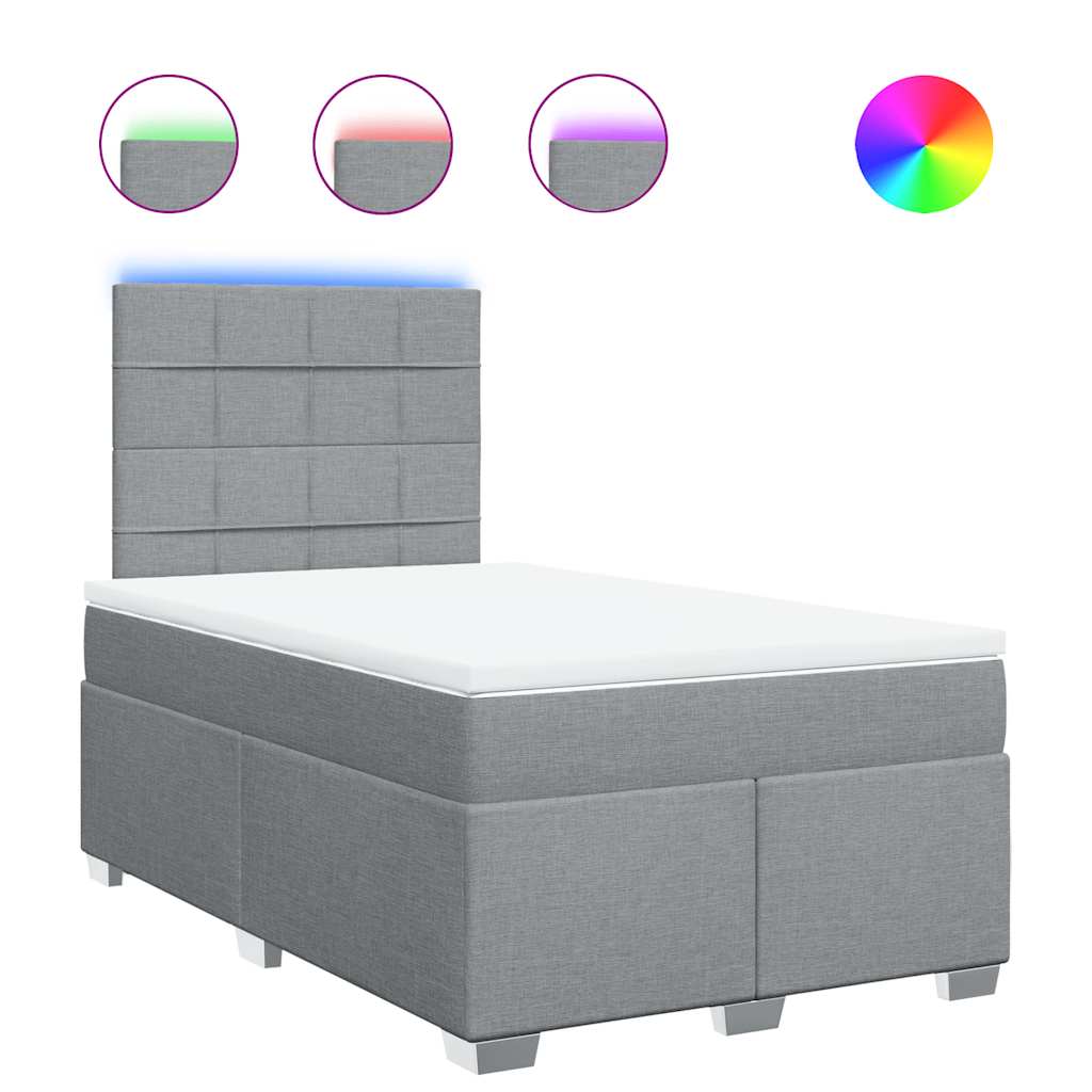 Κρεβάτι Boxspring με Στρώμα Ανοιχτό Γκρι 120x200 εκ. Υφασμάτινο - Pakobazaar