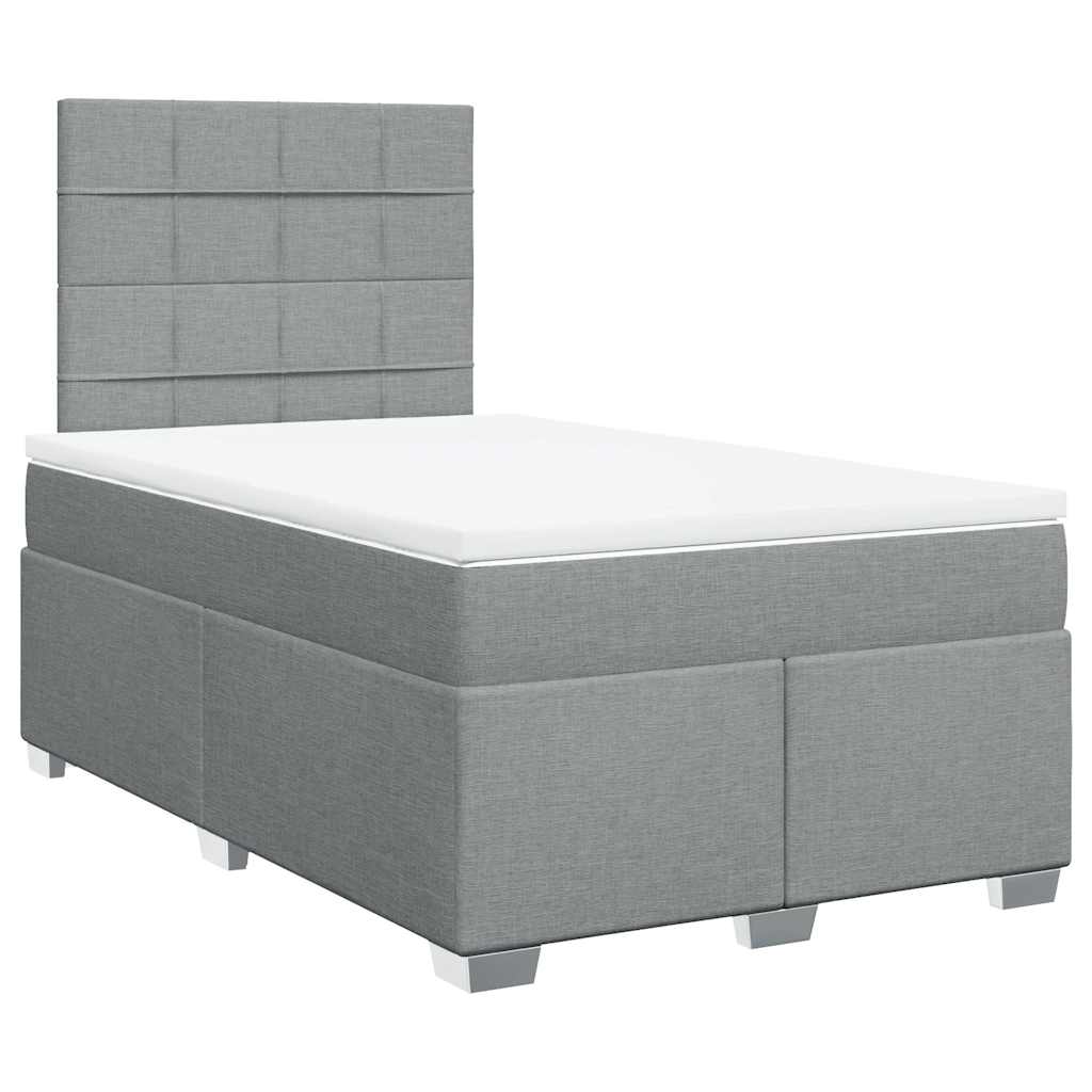 Κρεβάτι Boxspring με Στρώμα Ανοιχτό Γκρι 120x200 εκ. Υφασμάτινο - Pakobazaar