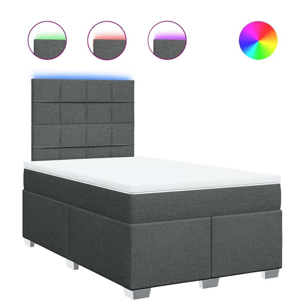 Κρεβάτι Boxspring με Στρώμα Σκούρο Γκρι 120x200 εκ. Υφασμάτινο - Pakobazaar