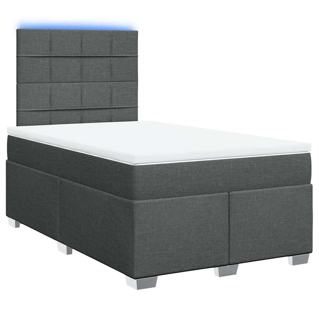 Κρεβάτι Boxspring με Στρώμα Σκούρο Γκρι 120x200 εκ. Υφασμάτινο - Pakobazaar