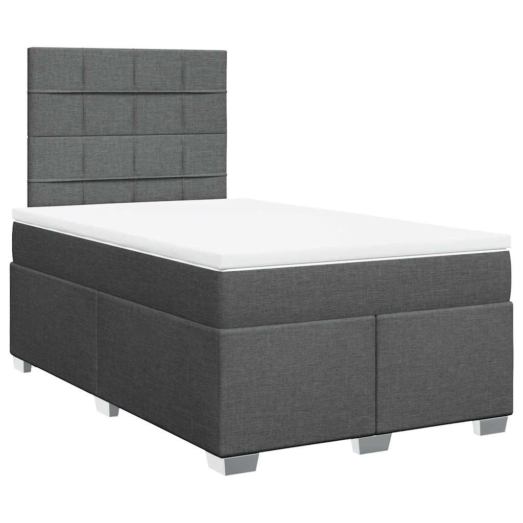 Κρεβάτι Boxspring με Στρώμα Σκούρο Γκρι 120x200 εκ. Υφασμάτινο - Pakobazaar