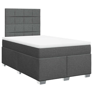 Κρεβάτι Boxspring με Στρώμα Σκούρο Γκρι 120x200 εκ. Υφασμάτινο - Pakobazaar