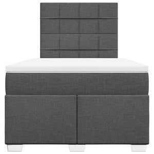 Κρεβάτι Boxspring με Στρώμα Σκούρο Γκρι 120x200 εκ. Υφασμάτινο - Pakobazaar