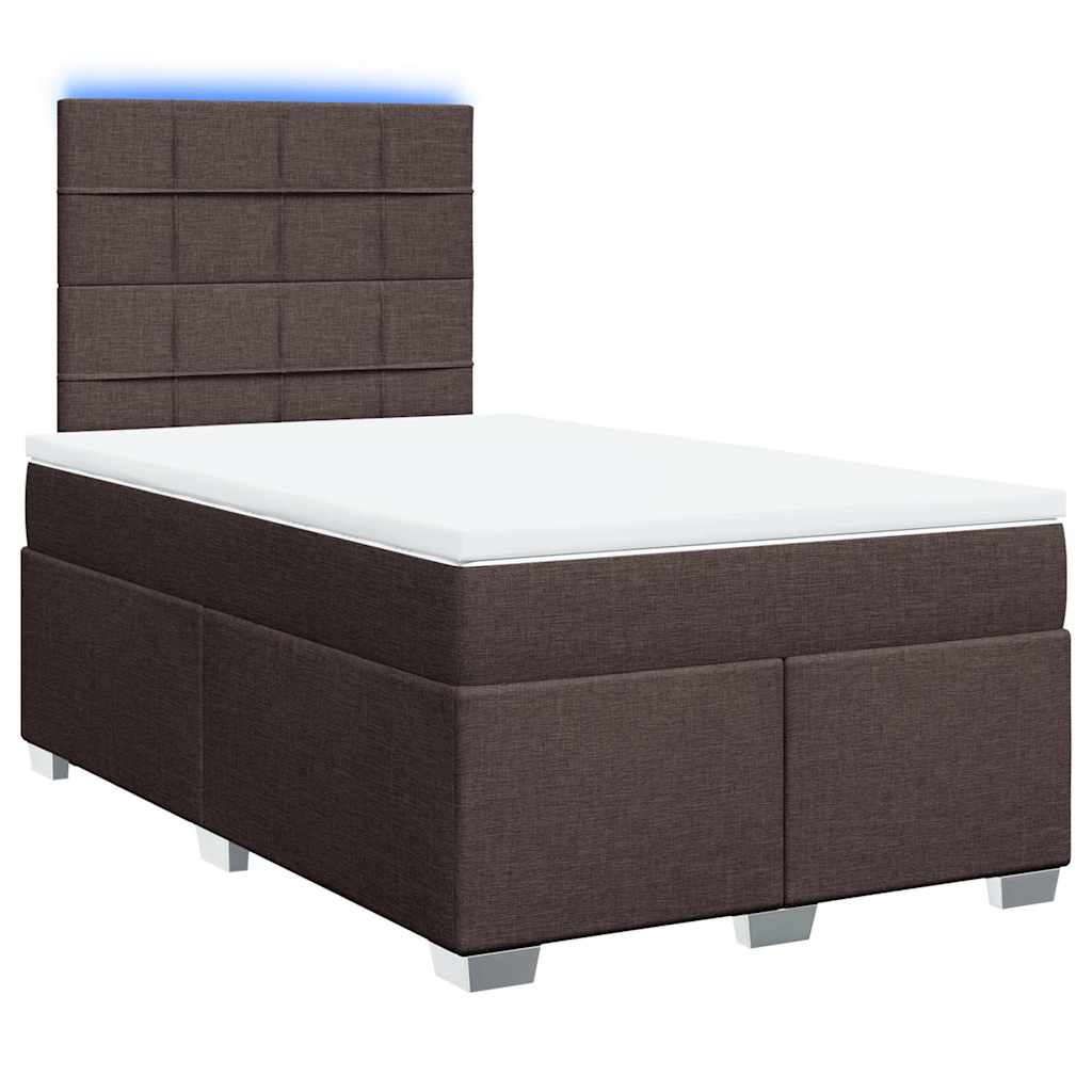 Κρεβάτι Boxspring με Στρώμα Σκούρο Καφέ 120x200 εκ. Υφασμάτινο - Pakobazaar