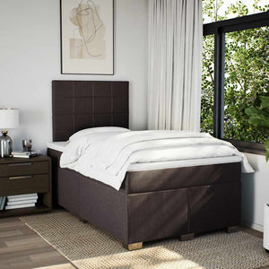 Κρεβάτι Boxspring με Στρώμα Σκούρο Καφέ 120x200 εκ. Υφασμάτινο - Pakobazaar