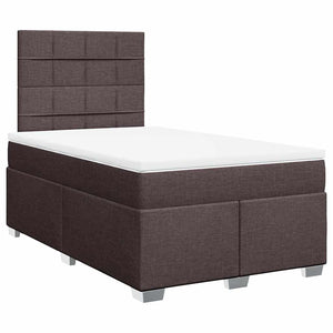 Κρεβάτι Boxspring με Στρώμα Σκούρο Καφέ 120x200 εκ. Υφασμάτινο - Pakobazaar