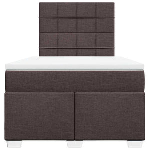 Κρεβάτι Boxspring με Στρώμα Σκούρο Καφέ 120x200 εκ. Υφασμάτινο - Pakobazaar