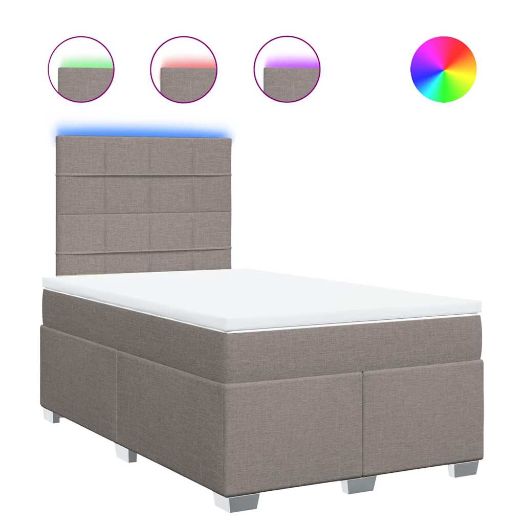 Κρεβάτι Boxspring με Στρώμα Taupe 120x200 εκ. Υφασμάτινο - Pakobazaar