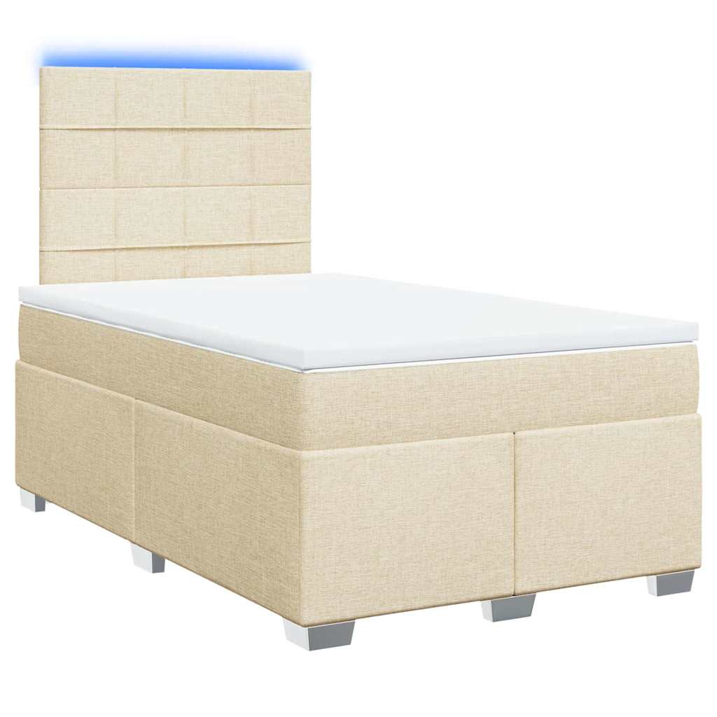 Κρεβάτι Boxspring με Στρώμα Κρεμ 120x200 εκ. Υφασμάτινο - Pakobazaar