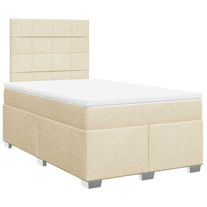 Κρεβάτι Boxspring με Στρώμα Κρεμ 120x200 εκ. Υφασμάτινο - Pakobazaar