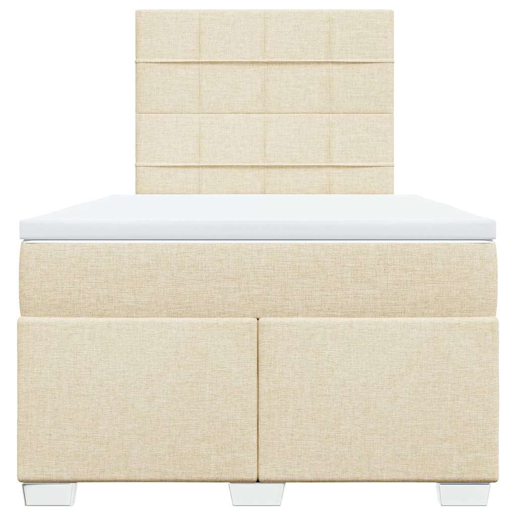 Κρεβάτι Boxspring με Στρώμα Κρεμ 120x200 εκ. Υφασμάτινο - Pakobazaar