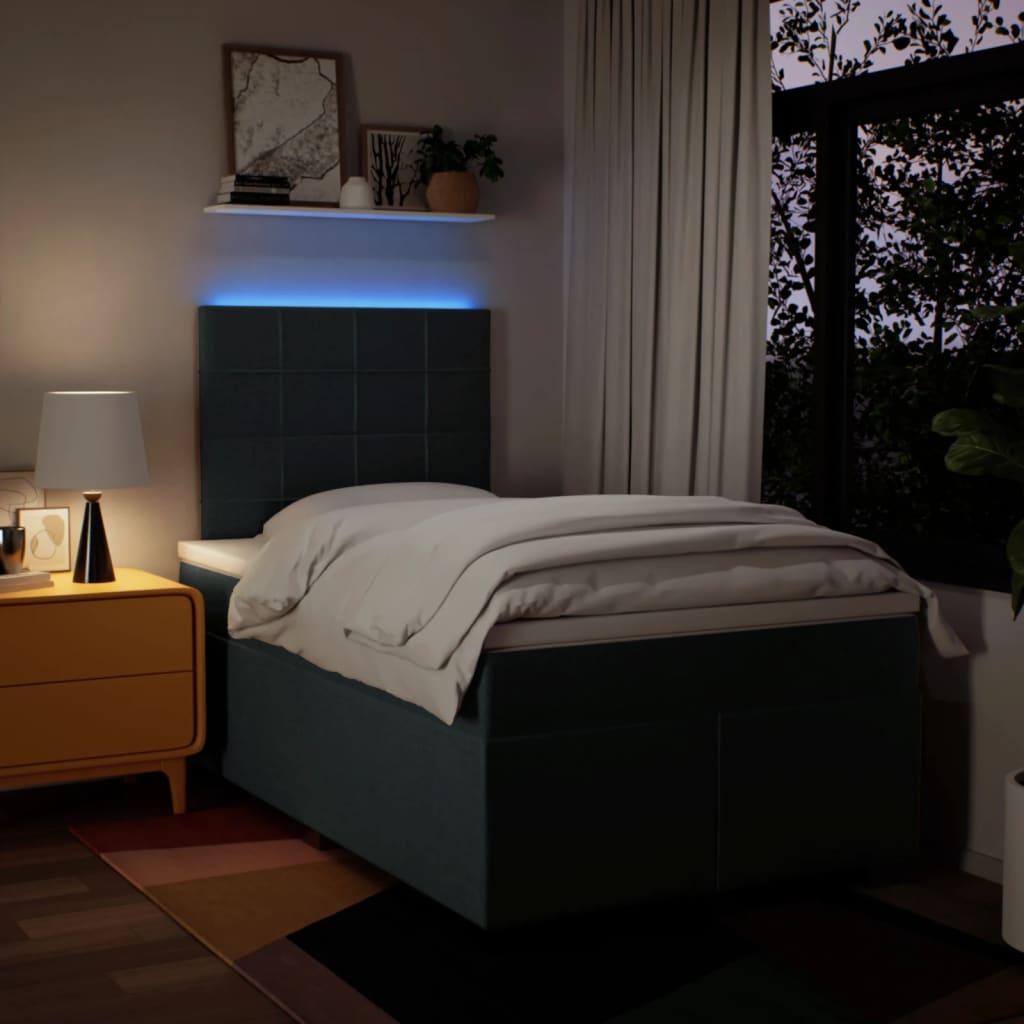 Κρεβάτι Boxspring με Στρώμα Μπλε 120x200 εκ. Υφασμάτινο - Pakobazaar