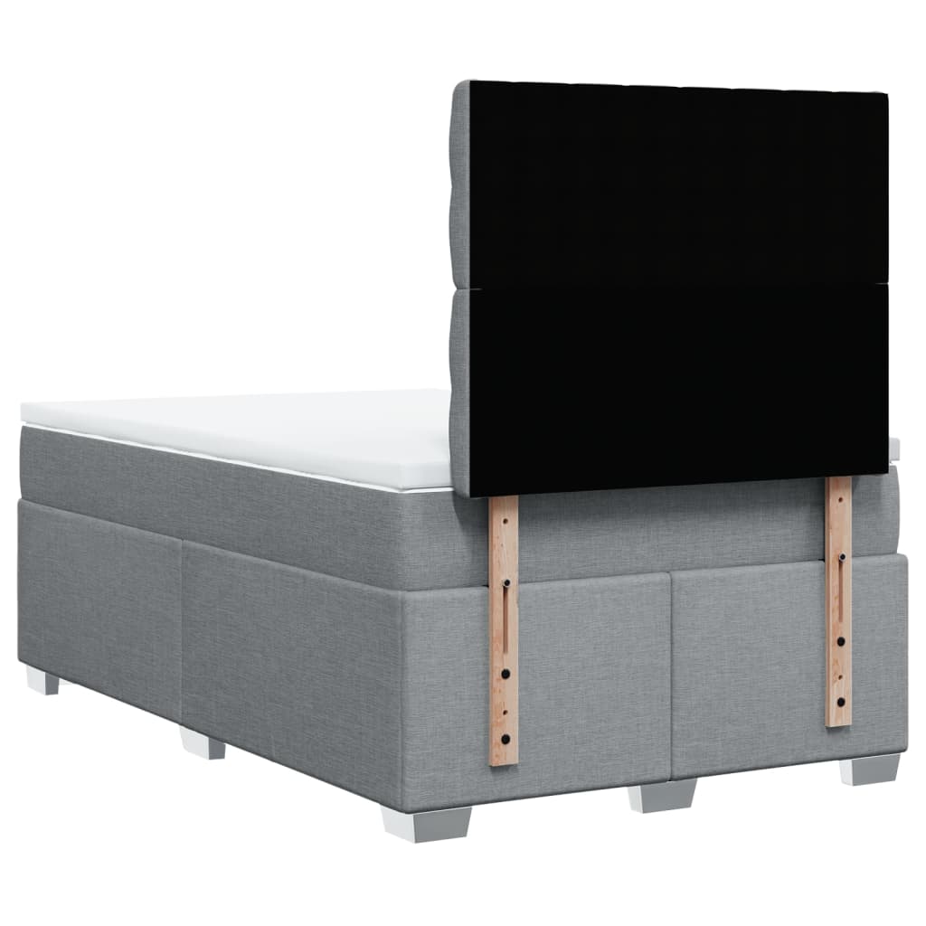 Κρεβάτι Boxspring με Στρώμα Ανοιχτό Γκρι 120x200 εκ. Υφασμάτινο - Pakobazaar